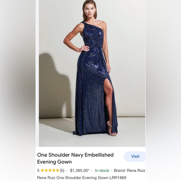 Rene Ruiz Navy Sequin evening gown - Picture 1 of 8